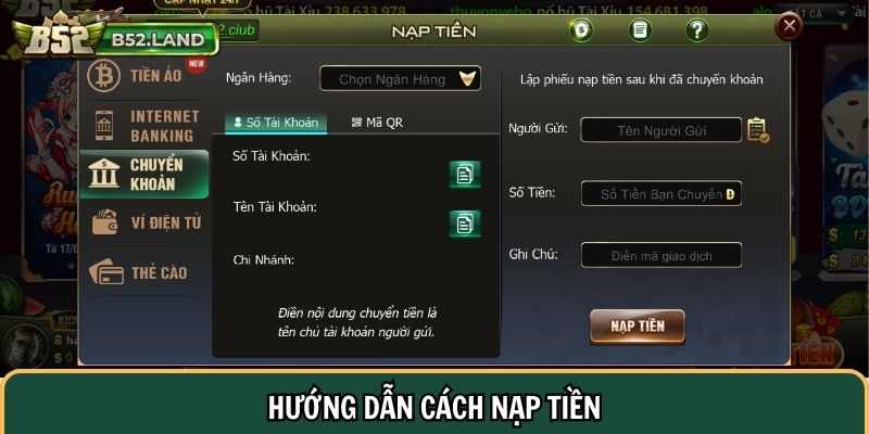 Hướng dẫn cách nạp tiền